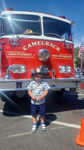 Isaiah Picture with Fire Truck
